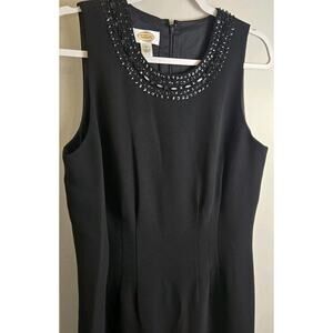 NWT Women’s Talbots Sz 12 Sleeveless Shift Dress Black Beaded CLASSIC MOBWIFE